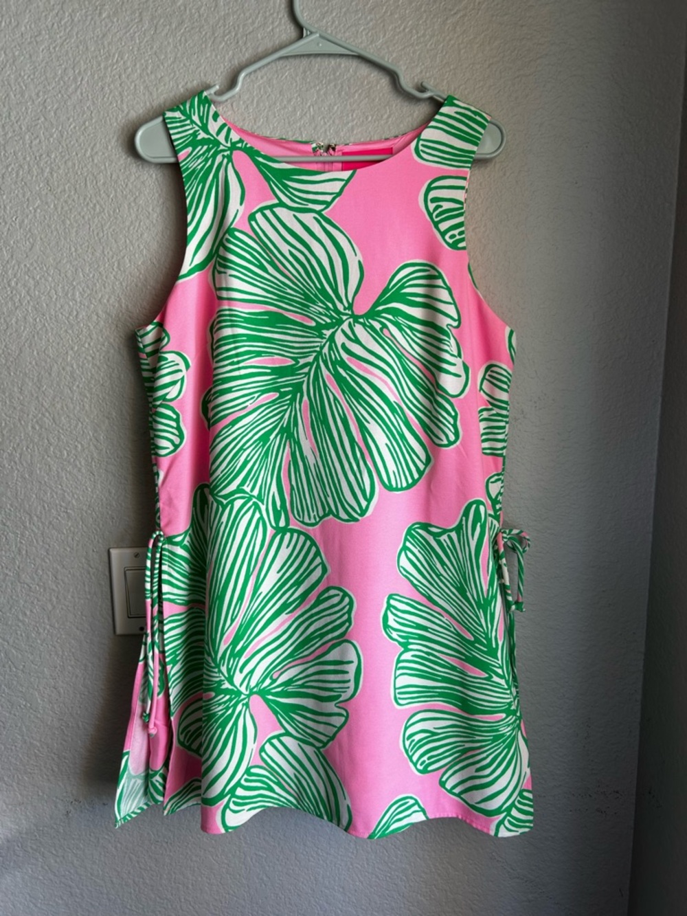 Lilly Pulitzer Pink Romper with Green Tropical Print - EUC!